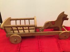 Animated Folk Art Horse and Wagon Pull Toy  1900's