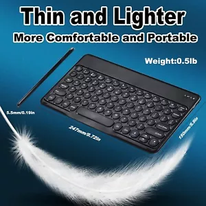 Wireless Bluetooth keyboard Compact Rechargeable Keyboard iOS iPad Android PC - Picture 1 of 6