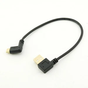 Gold USB 2.0 A Male Left Angle To Type C Male Right Angle Charge Sync Data Cable - Picture 1 of 5