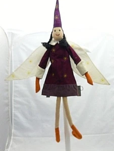 Oiseau-Bateau poupée tissu chiffon lutin prune étolies et ailes 66 cm - Picture 1 of 3