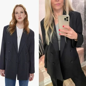 NEW MariaCher Gandia Leonor Blazer Charcoal Gray Relaxed Career Jacket Office - Picture 1 of 11