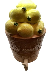 Vintage Lemonade Ceramic Dispenser - Basket Of Lemons Design Pristine - Picture 1 of 7