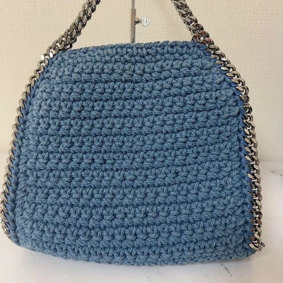 STELLA McCARTNEY Mini Falabella Crochet Tote Bag Blue 2022SS Handbag used - Image 1 of 3