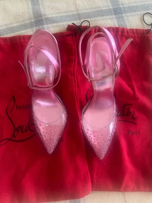 Christian Louboutin Spikaqueen Strass Glitter PVC Ankle Strap Pointed Toe Pumps - Image 1 of 4
