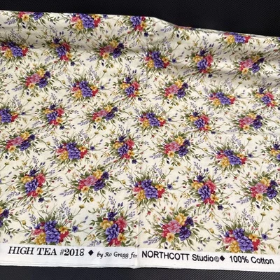 High Tea by Ro Gregg for Northcott Studio 100% Cotton Floral 37 X 43” - Image 1 of 4
