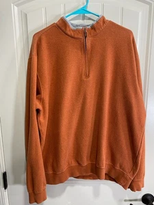 Peter Millar Crown Sweater Fleece 1/4 Zip Golf Pullover Men’s Size XL Orange - Picture 1 of 7
