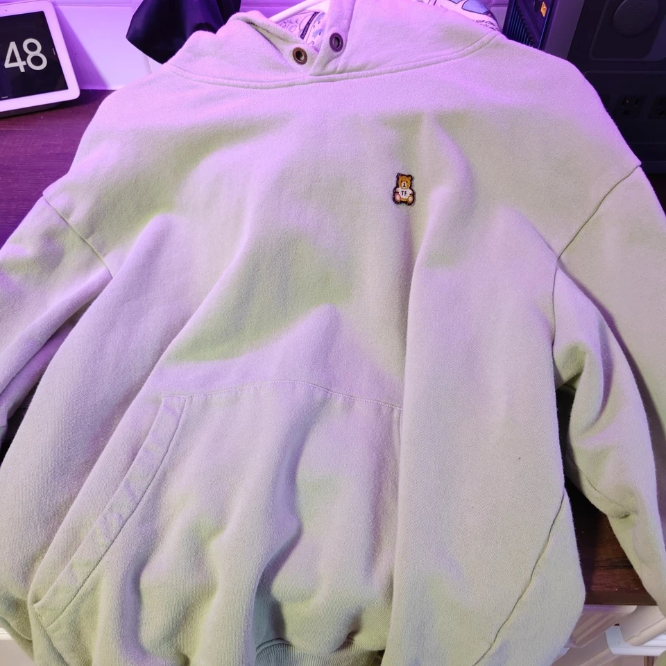 Sudadera con capucha bordada Teddy Fresh Bear verde salvia polar talla grande Foto 1 de 4