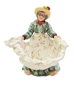 Blue Sky Ceramics 2002 Mujer Vieja Dama Sombrero Gafas Delantal Cuenco Plato Estatuilla 9" - Imagen 1 de 10