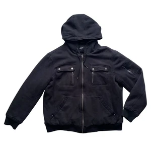 Mens Black Rivet Jacket Sweatshirt Heavyweight Full Zip Lined Hoodie Size XXL - Picture 1 of 4