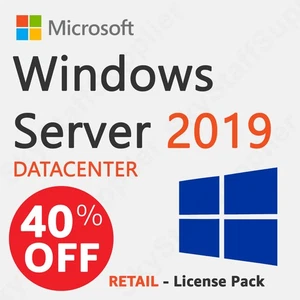 Microsoft Windows Server 2019 Datacenter 24 Core + Access CALs | Retail Pack - Picture 1 of 8