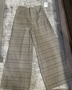 Forever 21 Womens Plaid Flat Front Wide Leg Pants Size Small - Picture 1 of 6