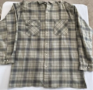 VTG 90s Mossimo Mens XL Tan Grey Flannel Button Long Sleeve Shirt No. 1551068 - Picture 1 of 24
