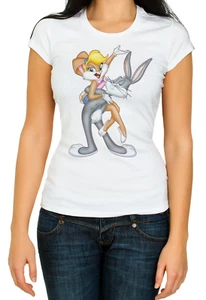 Bugs Bunny and Lola in lap Women's 3/4 Short Sleeve T-Shirt K828 - Picture 1 of 3