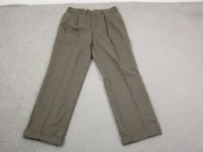 Pantalones de vestir Lands End vintage para hombre 33 x 28 marrón 100 % lana hechos en EE. UU. tweed Foto 1 de 4