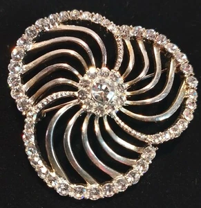 Vintage Liz Claiborne Silver Tone Spiral Brooch with Clear Rhinestones  - Picture 1 of 6
