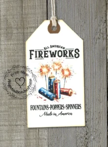 Hang Tags ALL AMERICAN FIREWORKS PATRIOTIC 4TH OF JULY TAGS #1119 Gift Tags - Picture 1 of 7