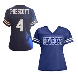 Maglia donna Dak Prescott Cowboys, camicia glitter, blu royal e bianco Dallas - Foto 1 di 4