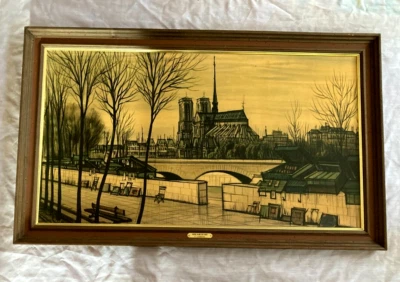 Vintage French Artist P. Lambert "NOTREDAME DE PARIS" Framed Large Art Print - Image 1 of 4
