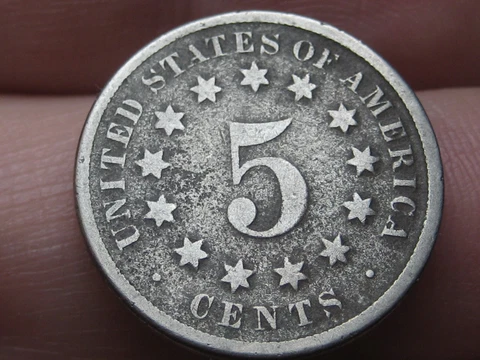 1870 Shield Nickel 5 Cent Piece- VG Reverse Details Cover