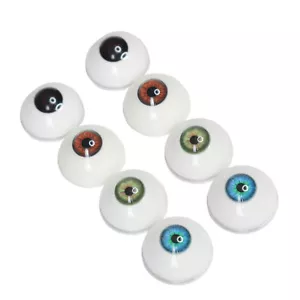 4 paia di 4 colori 33 mm occhi acrilici realistici semi rotondi per oggetti di scena di Halloween - Foto 1 di 12