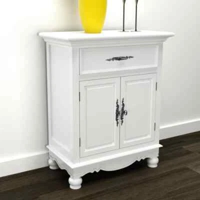 NNEVL Wooden Cabinet with 2 Doors 1 Drawer White - Image 1 of 4