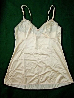 CAMISOLA VINTAGE VANITY FAIR SATINADO ANTRÓN NYLON Floral Encaje Sedoso Cami Dormir 32 Foto 1 de 4