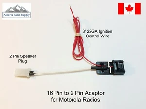 Motorola 16 Pin to 2 Pin Speaker Adaptor + Ign Wire M1225 CM300 CDM1250 PM400 - Picture 1 of 2