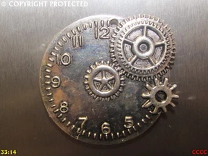steampunk silver fridge magnet clock watch cogs gearwheels timepiece - Picture 1 of 2