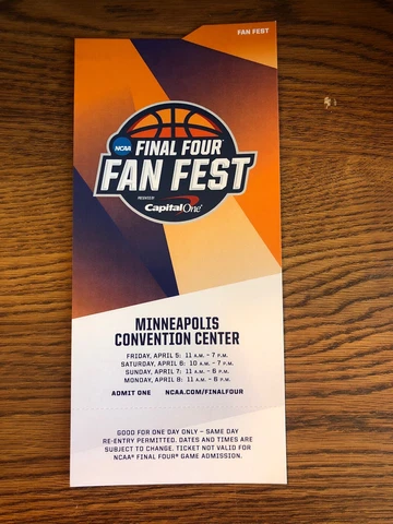 2019 Final Four NCAA Virginia Cavaliers Texas Tech Fan Fest Stub Cover