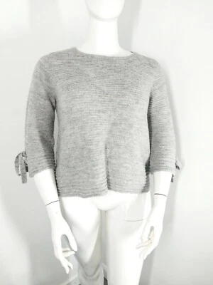 WALLIS Size 14 - Grey Ribbed Jumper Pullover ALPACA & WOOL Blend AUTUMN / WINTER - Image 1 of 4