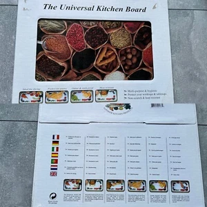 Kitchen Glass Cutting Boards Set Of 2 by Superior Products Spices Pattern New - Picture 1 of 9