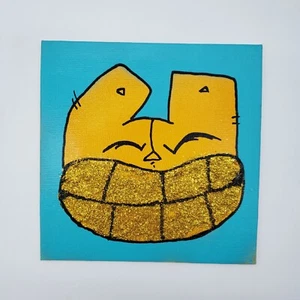Gato Graffiti Personaje Arte ORIGINAL Dientes de Oro Arte Pop PINTURA DE LIENZO  - Imagen 1 de 3