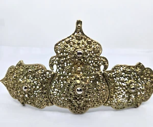 VINTAGE Gold ETRUSCAN Revival Ornate BELT Buckle MOB WIFE DESIGNER Statement Pc - Picture 1 of 10
