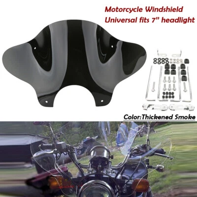 Universal Moto pare-brise Batwing déflecteur de vent Pour 7'' phare Yamaha Honda - Immagine 1 di 4