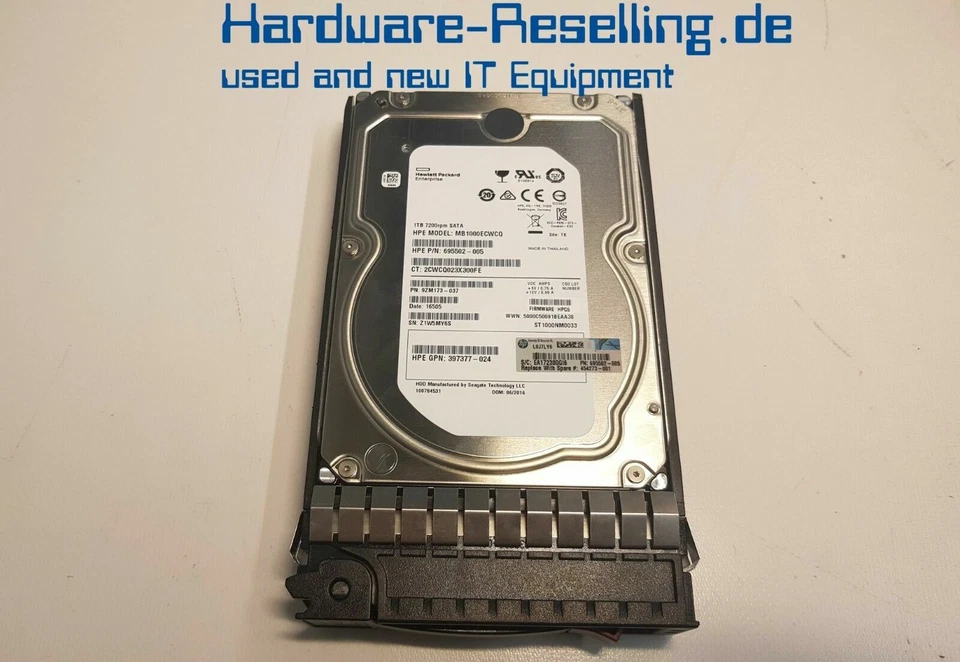 HP 1TB 3.5 " 7.2k SATA Mdl MB1000ECWCQ 454273-001 695502-005 397377-024 - Immagine 1 di 1