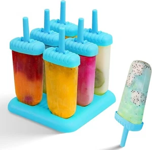 6 Stück Eis am Stiel Maschine Lebensmittelqualität BPA frei, leicht zu lösen Eis Pop Formen Wiederverwendbar - Bild 1 von 7