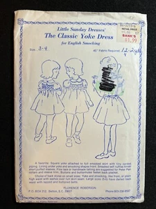 Little Sunday Dresses Sewing Pattern Classic Yoke Dress Size 3-4 FF UNCUT - Picture 1 of 2