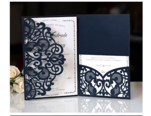 10PCS Laser Cut Wedding Party Invitation Card Birthday Engagement Greeting RSVP - Picture 1 of 44