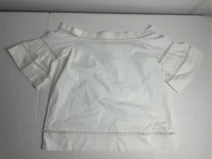 NWT Michael Kors White Eyelet Blouse Medium 3/4 Bell Sleeve 100% Cotton Size L - Picture 1 of 11