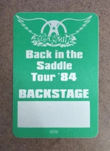Aerosmith Backstage Pass 1984 Green Cloth Backstage Pass Variant - Picture 1 of 3