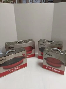 Parini Set Of 4Red Non-Stick Ceramic Bakeware Rectangule, Round, Square & Oval - Picture 1 of 9