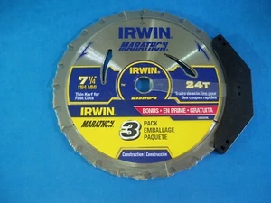LOT OF THREE IRWIN 7 1/4" 24 TOOTH CARBIDE THIN KERF CIRCULAR SAW BLADES - Picture 1 of 1