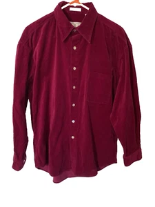 Burma Bibas Mens Velvet Velour Shirt Size M Maroon Pearl Buttons Long Sleeve - Picture 1 of 6