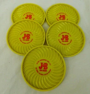 J&B Rare Scotch Coasters Set of 5 Plastic Yellow Red Drinks Ritepoint USA - Picture 1 of 4