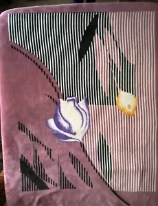 Vintage NovaTex Full Size Blanket Abstract Flowers Pink Rose Mauve 71” X 86” - Picture 1 of 13