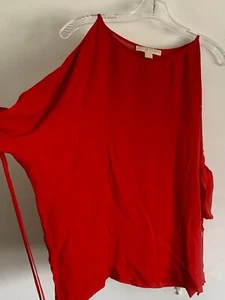 MICHAEL KORS RED SILK LONG SLIT SLEEVES BLOUSE TOP SIZE: SMALL - Picture 1 of 4