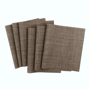 Woven Placemats Set of 6 Heat Resistant Place Mats Anti-slip PVC Square Brown - Picture 1 of 8