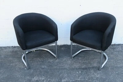 Hollywood Regency Mid Century Pair of Barreled Side Chairs made by Jansko 2552  - Image 1 of 4