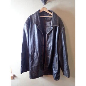 Cherokee Brown Leather Jacket XXL Distressed Vintage Oversized - Picture 1 of 13