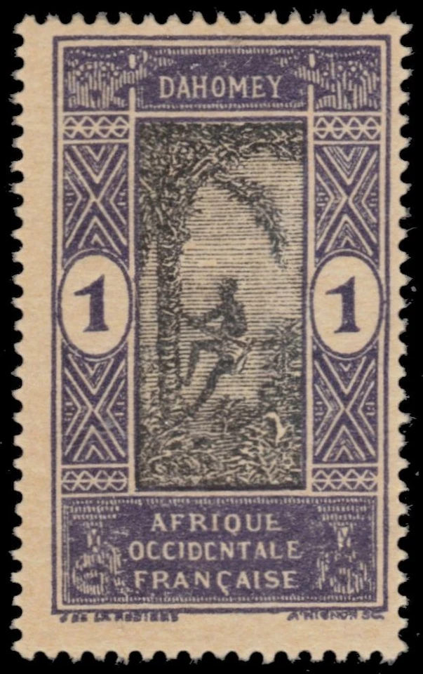 DAHOMEY 42 - Cosecha de palma aceitera "1913 violeta y negro" (pc35397) Foto 1 de 1